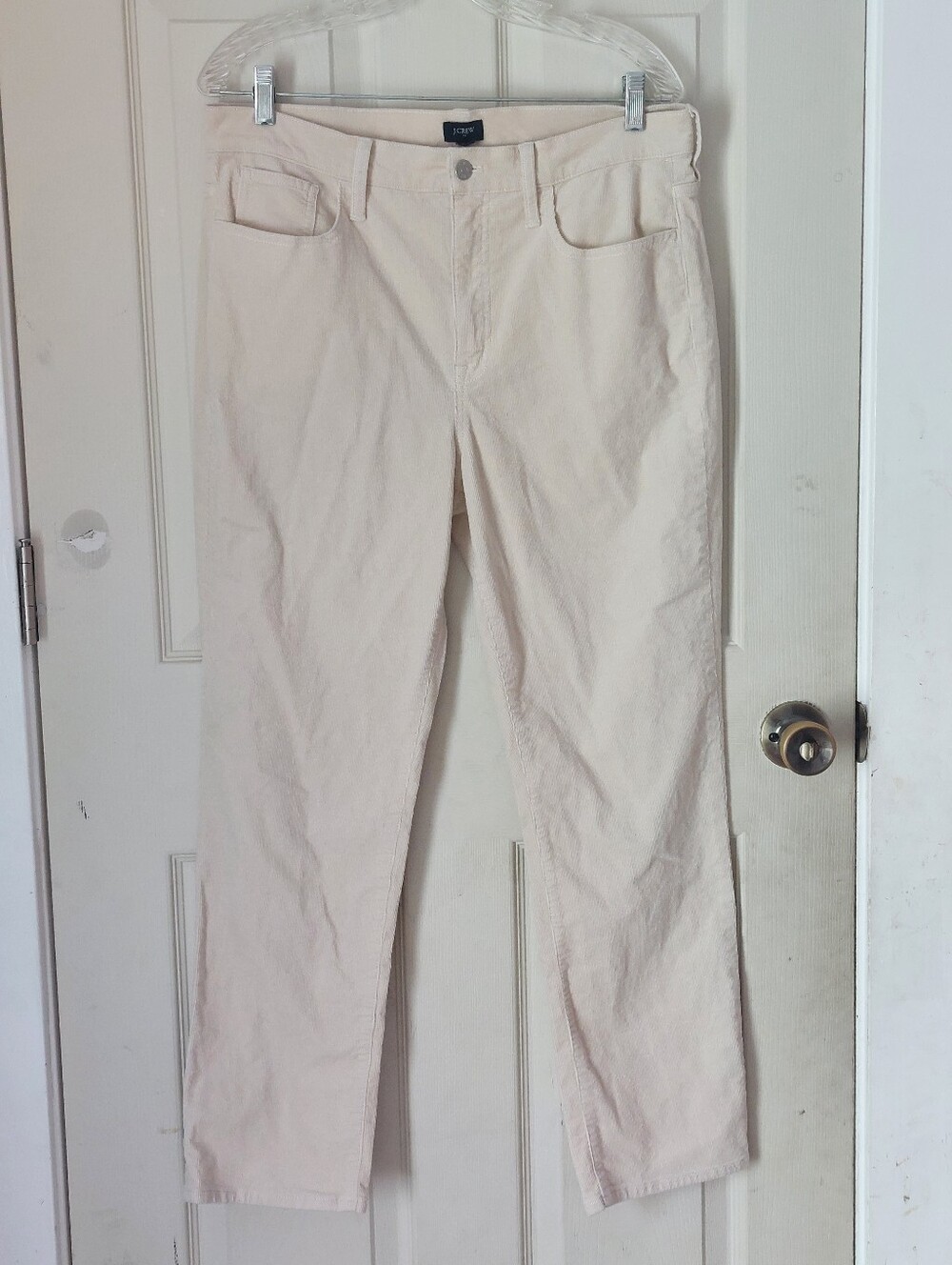 J.crew Ivory Slim Fit Full-length Essential Straight Corduroy Pants Size 31